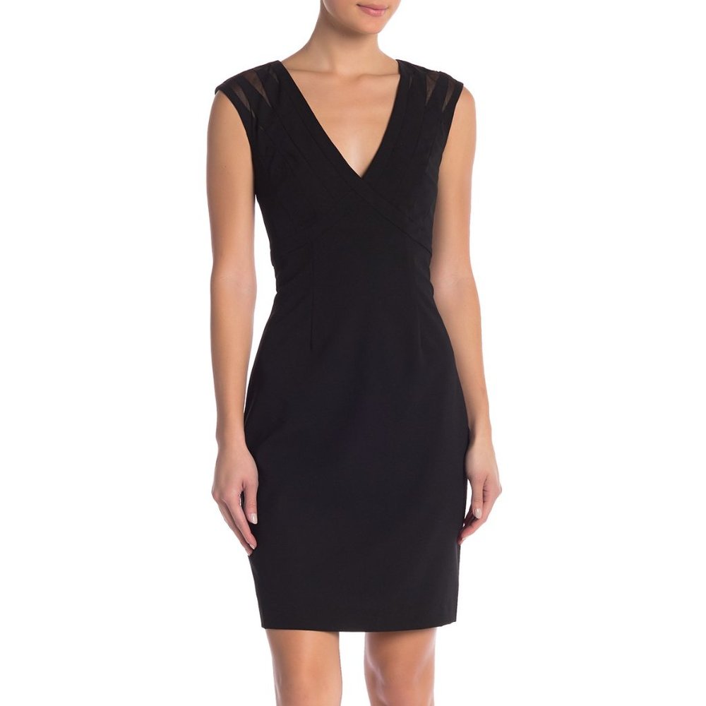 JS Boutique  Black Mesh Inset Crepe Sheath Dress Size 6 NWOT - sexy and elegant